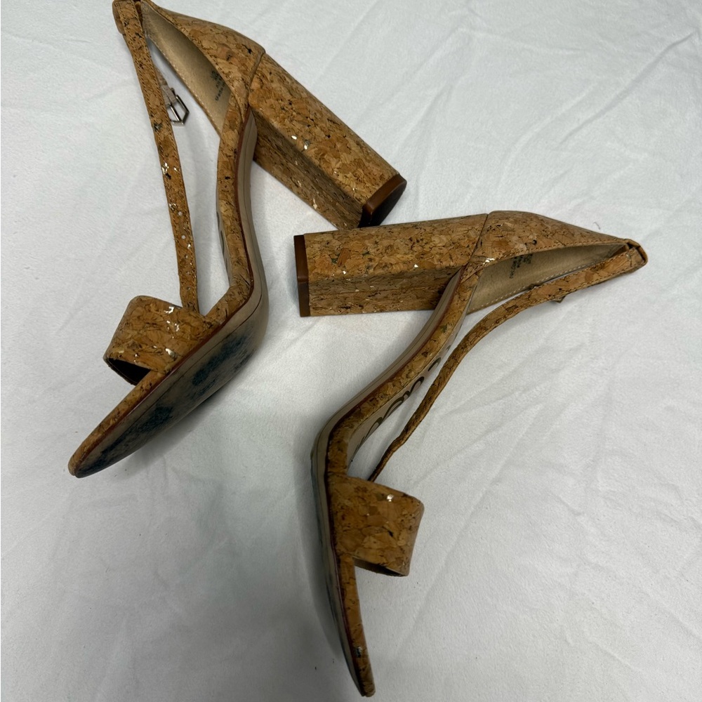 Sam Edelman Tan Block Heel Sandals with Ankle Strap